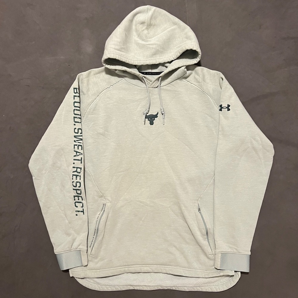 Under Armour Project Rock Charged Hoodie Mens Large Green Sweatshirt Brahma Logo